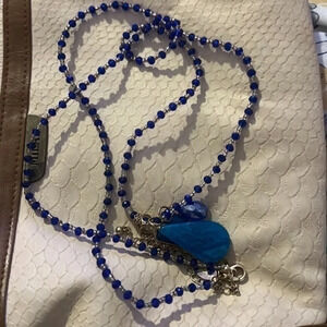 Spring Street Long  Blue Beaded Necklace